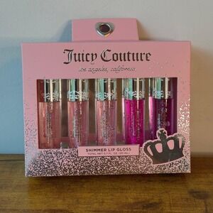 New Juicy Couture 5 Pck Shimmer Lip Gloss Makeup Hydrating Strawberry Cosmetic